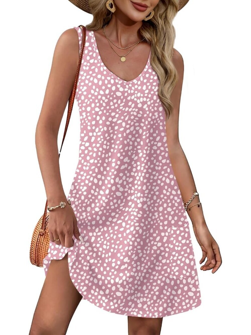 Womens Summer Dresses 2026 Loose V Neck Sleeveless Sundresses Swimsuit Coverup w